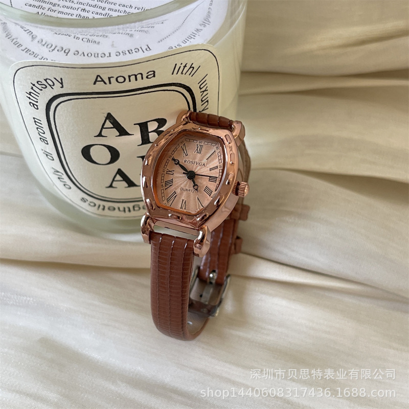 ROSIVGA vintage small wine barrel watch women's student belt temperament quartz watch movement ladies watch wholesale