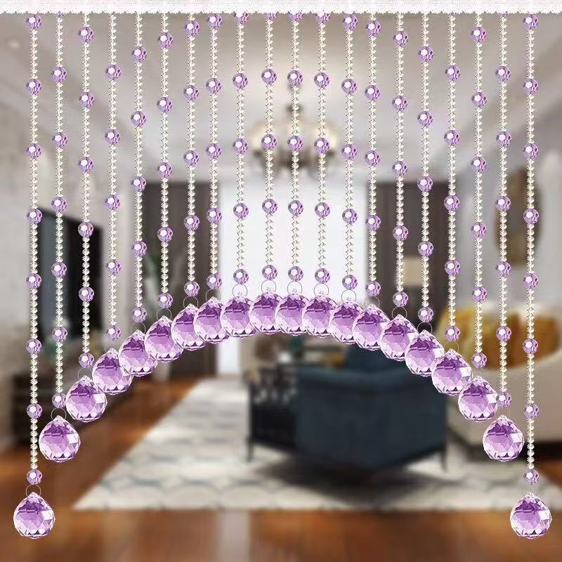 Crystal Door Curtain Suitable for Bedroom/Living Room/Aisle/Entrance Decoration Crystal Bead Curtain Half Hanging Curtain Without Drilling