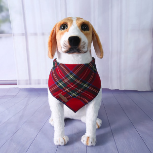 Cross-Border Cute Style Pet Saliva Towel, Cat Plaid Bib, Christmas Accessories, Small Size Dogs Dog Triangle Towel