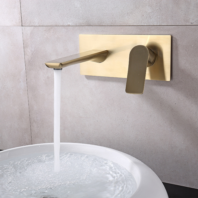 Box washbasin concealed copper chrome-plated hotel embedded wash Wall Engineering faucet embedded basin faucet