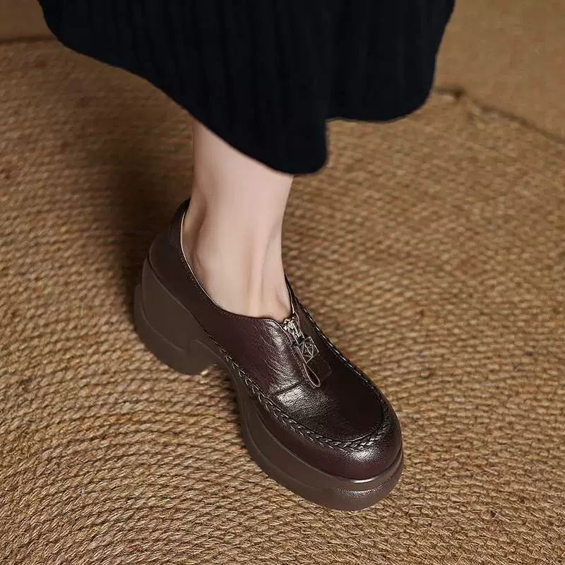 Удобная обувь на платформе для кожаных туфель, туфли в английском стиле на высоком каблуке, натуральная кожа, британский стиль