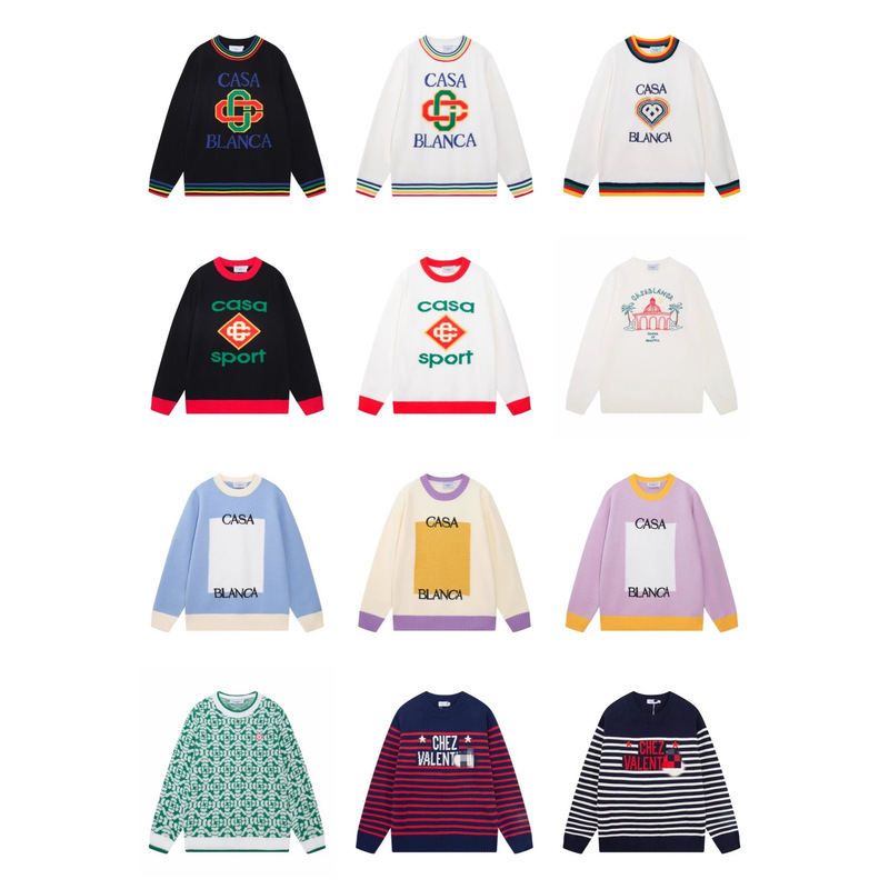 Cross-Border 25Ss European and American Trendy Brand Knitwear Round Neck Pullover Casual Knitwear Letter Embroider Logo Pattern Jacquard Cross-Border 25Ss European and American Trendy Brand Knitwear Round Neck Pullover Casual Knitwear Letter Embroider Logo Pattern Jacquard