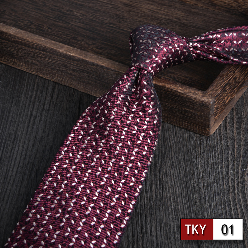 Corbata hombre vestido de negocios profesionales vino rojo novio casamiento Jacquard 8cm mano nueva tendencia spot
