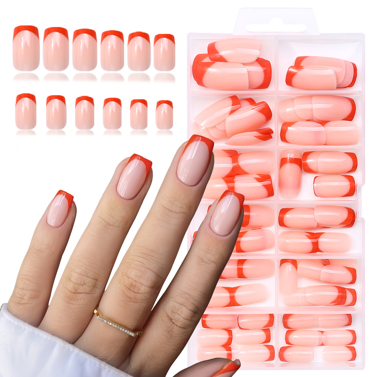 120 piezas en caja de uñas francesas de alta calidad al por mayor cortas transfronterizas de uñas simples desmontables