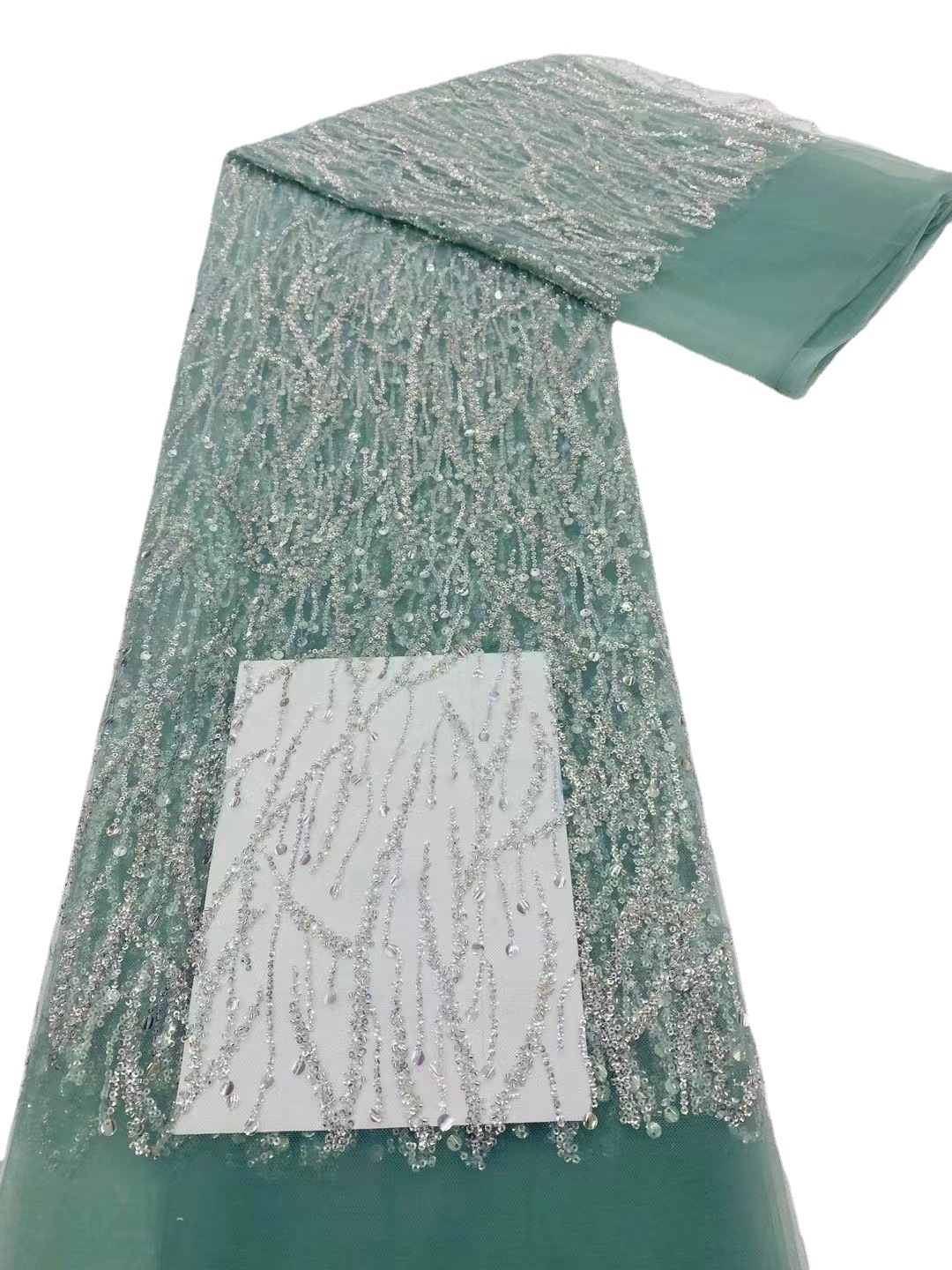 Europa y América lentejuelas tulle malla encaje vestido de noche falda tela cuentas encaje neto jx2495