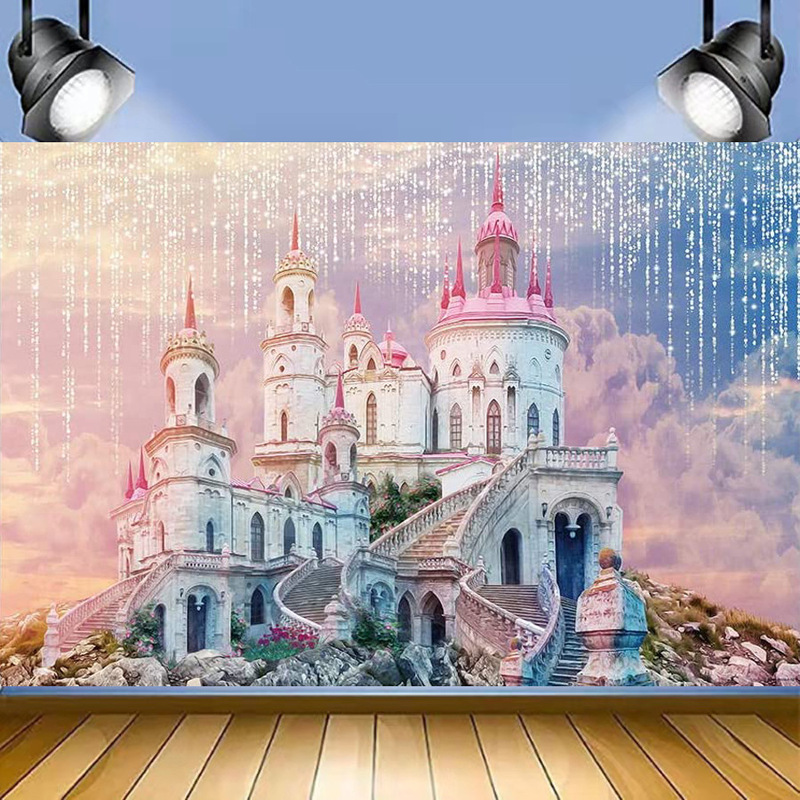 Princess Dream Castle Fairy Tale Background Cloth Kids Birthday Baby Shower Shiny Sky Photography Banner Princess Dream Castle Fairy Tale Background Cloth Kids Birthday Baby Shower Shiny Sky Photography Banner