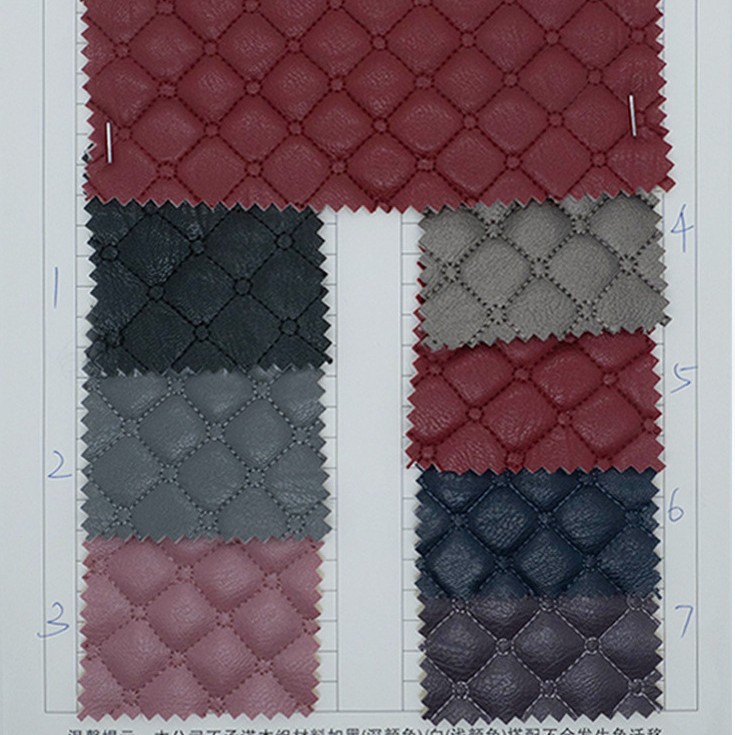 绣花棉皮革绗缝斜格子圈圈汽车椅垫酒店PVC树皮纹箱包人造哑光