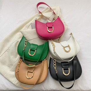 Moon-shaped lamp, fashionable solid color small one-shoulder bag, design shoulder bag, city style