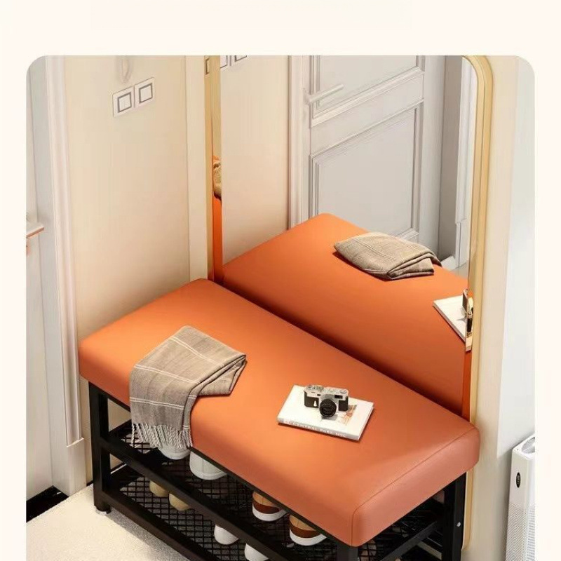 Cambio de taburetes de zapatos puerta de entrada de asiento taburete de zapatos portable paquete suave de lujo ligero creativo taburete rack de zapatos