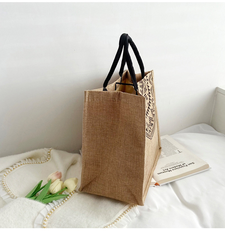 Foreign trade women's bag, cross-border linen handbag bag, 2021 Korean version composite jute cloth bag, fashionable single-shoulder shopping bag undefined