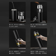 EDISH316不鏽鋼保溫杯 茶水分離泡茶杯套 便攜玻璃水杯子禮品套裝