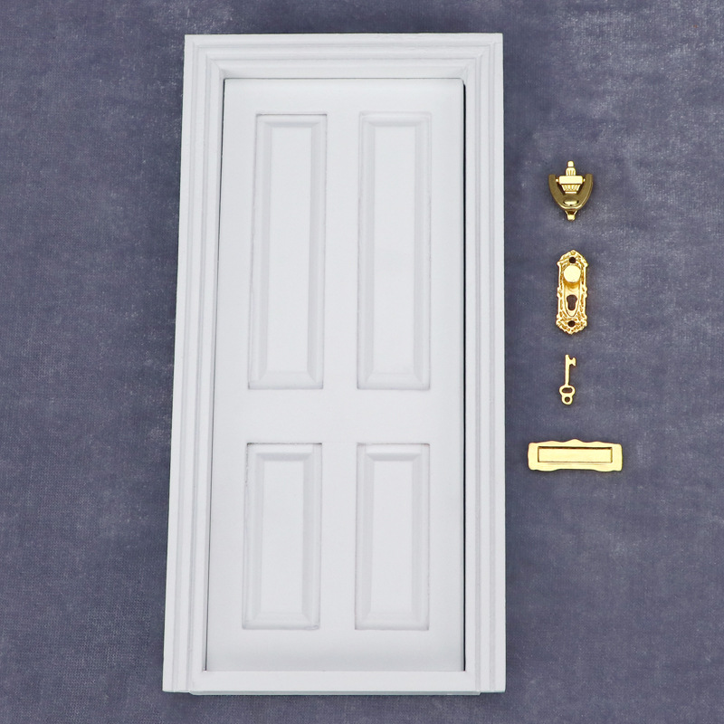 1:12 Dollhouse mini muebles bolsillo Casa de Campo Decoración Accesorios puerta y ventana blanca de cuatro rejillas puerta