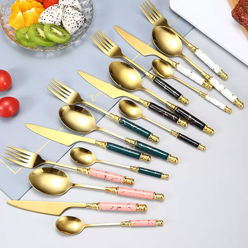 陶瓷柄不锈钢刀叉勺套装餐刀餐勺叉子咖啡勺牛排刀叉西餐餐具套装