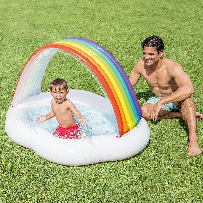 INTEX Радужный надувной бассейн для малыша, батутный бассейн