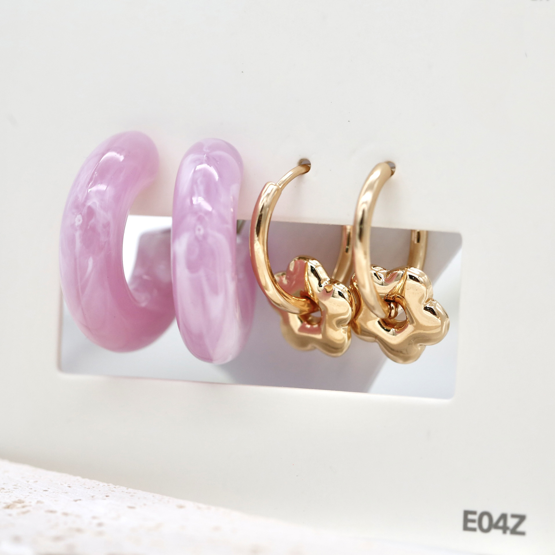 Cross-border europeo y americano Shein geométrico galvanizado nicho de acrílico chapado en oro pendientes traje de las mujeres pendientes de alto grado