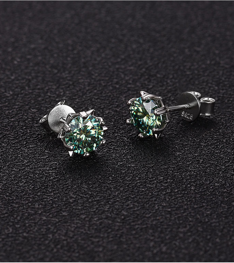 925 Sterling Silver Material 1 Pair 925 Sterling Silver Moissanite Moissanite Earrings Geometric Ear Studs