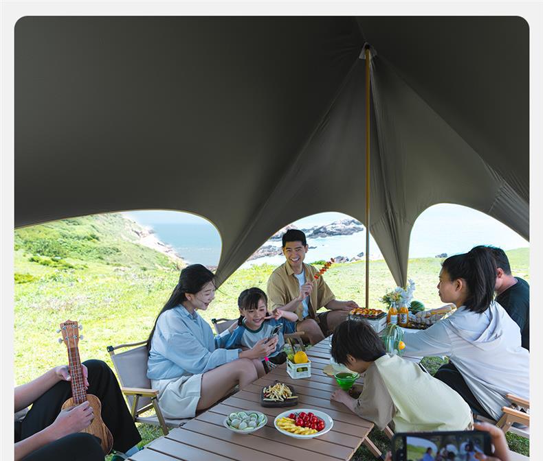 Primitive-Style New Quick-Open Canopy Tent for Outdoor Camping 2025 New Model Camping Sunshade with Black Glue Coating New Style Sun Shelter