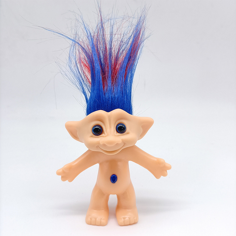 Muñeca fea india de PVC muñeca Troll retro 80 s muñeca nostálgica 10cm pelo largo pelo mágico juguete