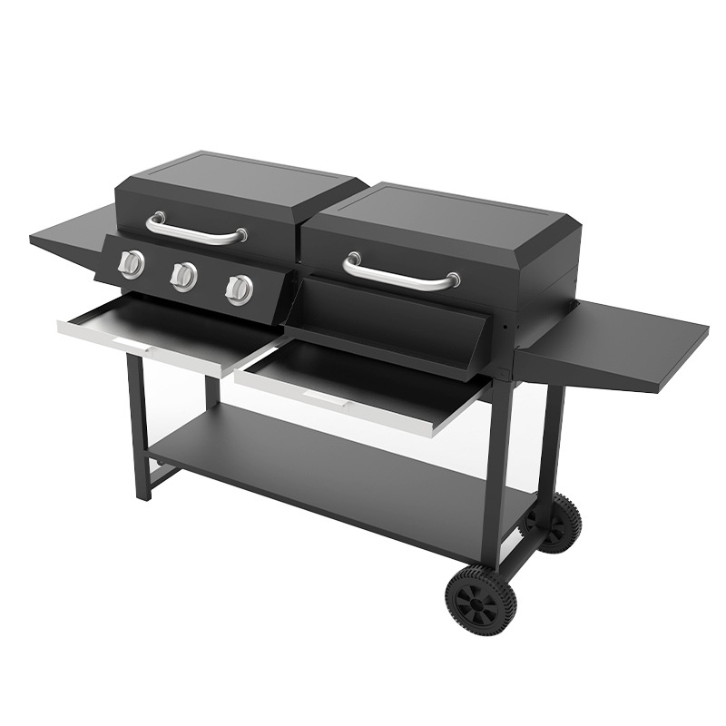 Nueva parrilla multifuncional de carbono y vapor de doble propósito parrilla de gas de tres cabezas parrilla de carbón de gas comercial parrilla de carne