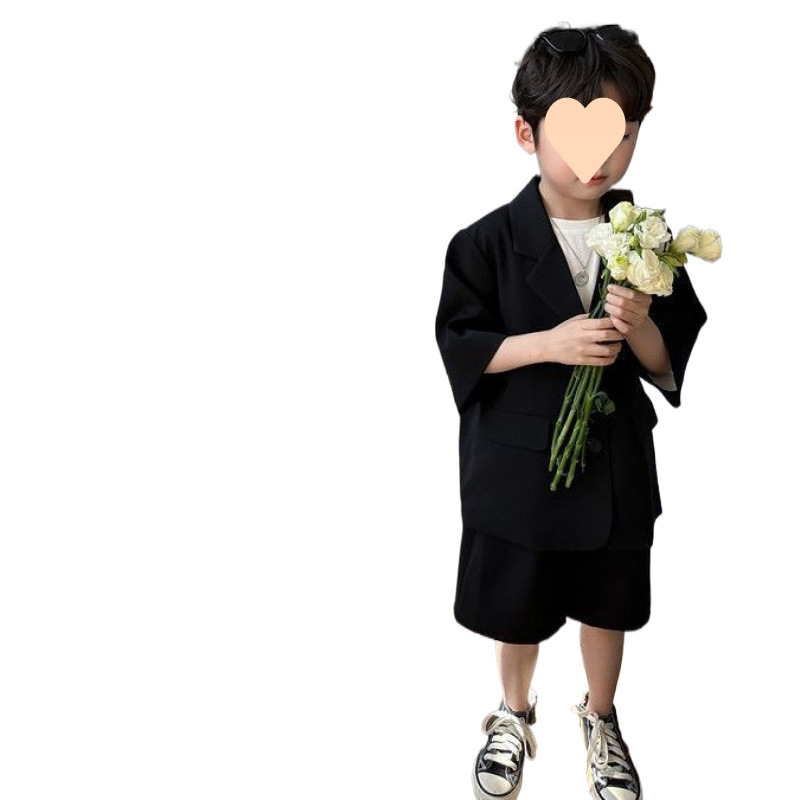 소년 세트 세트 여름 새로운 얇은 캐주얼 소년 호스트 피아노 공연 행사 의상 키즈 세트