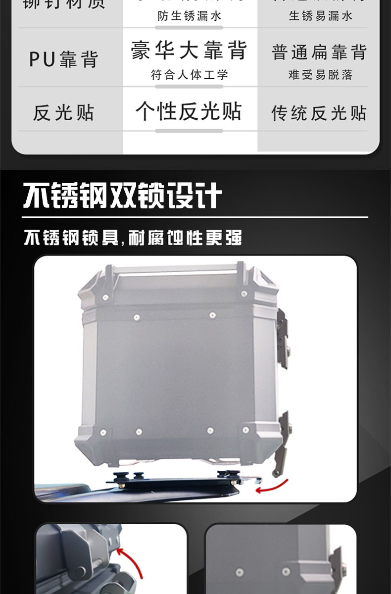 Ayay Tail Box Non-Aluminum Alloy Motorcycle Trunk Scooter Rear Trunk