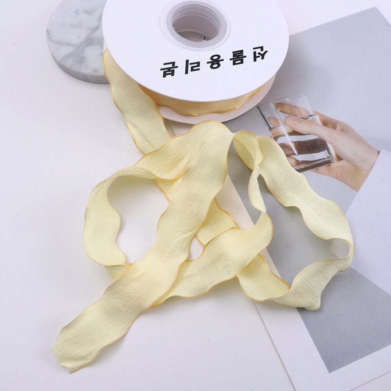 Nueva ola cinta plisada espina de pescado cinturón de hilo de oreja flor tienda de flores embalaje cinta pastel hornear cinturón de tela floral