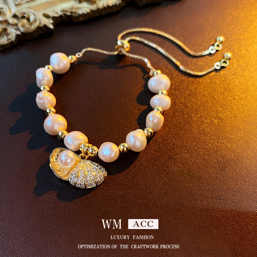 Natural Freshwater Pearl Shell Bracelet Fashionable and Luxurious New Style Bracelet Xiaohongshu Same Style Bracelet Wholesale