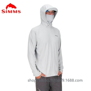 New SIMMS Long Sleeve Fishing Suit with Hood Mask Sun Protection Suit UPF50 Outdoor Breathable T-Shirt Summer Hoodie