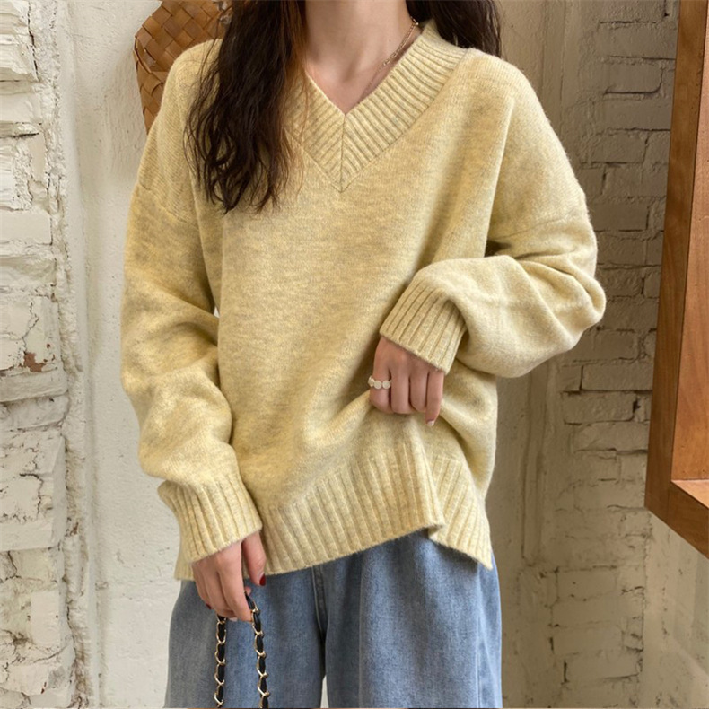 優しいvネックセーターの女性の新商品の早春服はデザイン感を高めます。|undefined