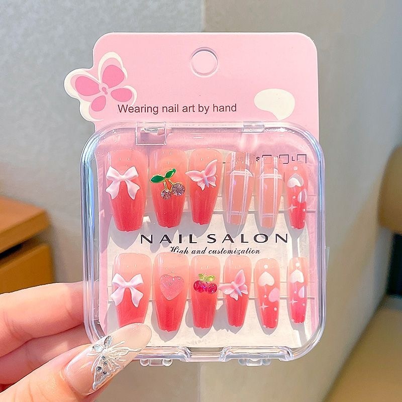 Niños que usan dibujos animados lindos 2025 nuevas niñas largas pegatinas de uñas blanquear niñas pegatinas de uñas para estudiantes de primaria