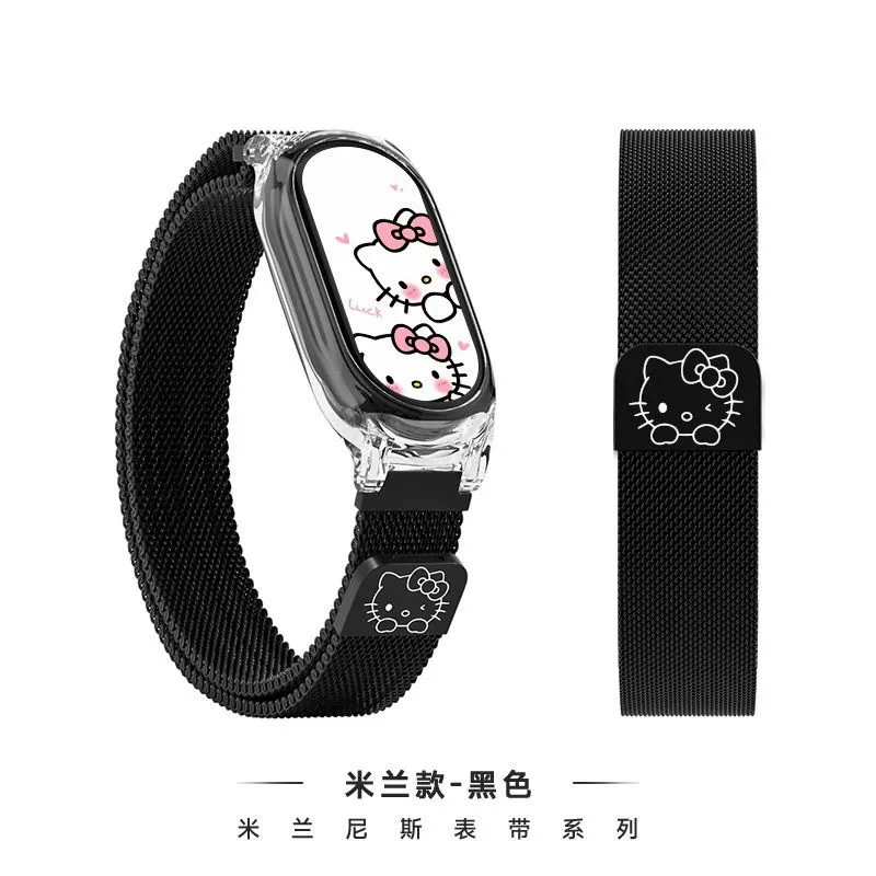 Ремешок для часов (Xiaomi Mi Band 10) прозрачная оболочка + магнитная металлическая лента Milan Mesh, лазерная гравировка