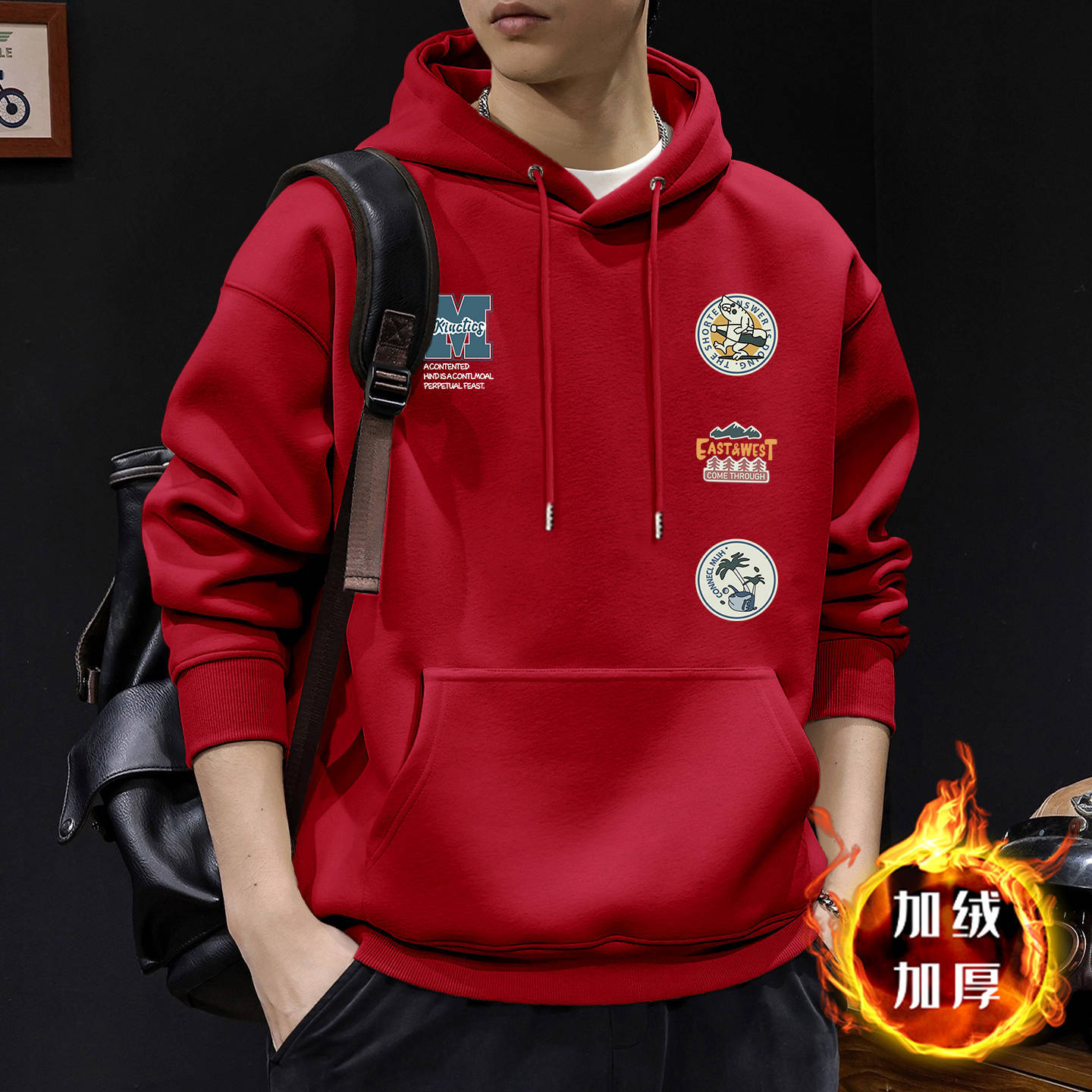 Suéter masculino primavera y otoño cuello redondo chaqueta de manga larga marca de moda americana impresión deportiva juvenil chaqueta pesada