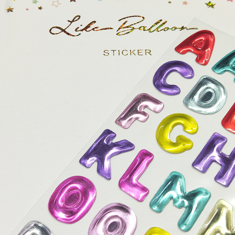 彩色烫金英文字母数字益智儿童贴纸3D立体金箔英文数字贴凹凸字母