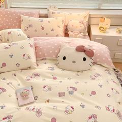 KT 猫 かわいい ロマンチック 和風 インス風 ベッドシーツ4点セット 掛け布団カバー 学生寮 四季 1.2 3点セット