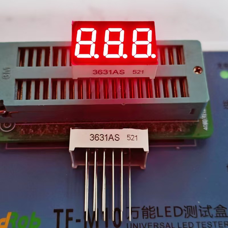数码管0.36英寸3位 3631AS共阴 3631BS共阳 高亮红色 脚外露17MM