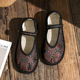 2025 New 622 Mother Old Cloth Shoes Different Rubber Soft Sole Breathable Women's Shoes with Buckle Shallow Mouth Shoes