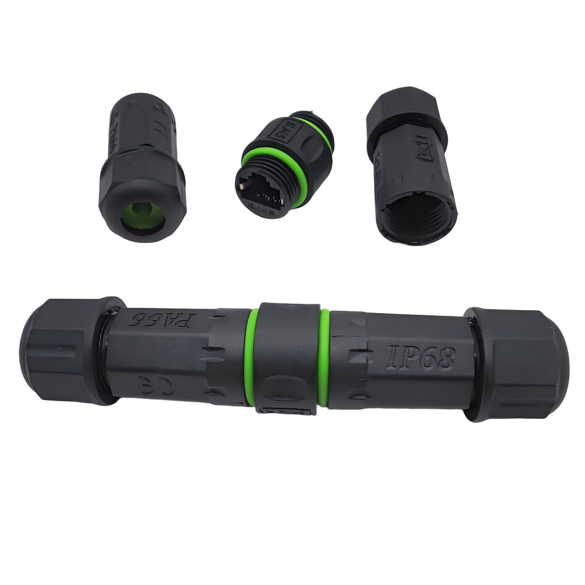 IP68��ҵ��ˮǧ���������߶Խ�ֱͨrj45ת��ͷ������POE�ӳ���