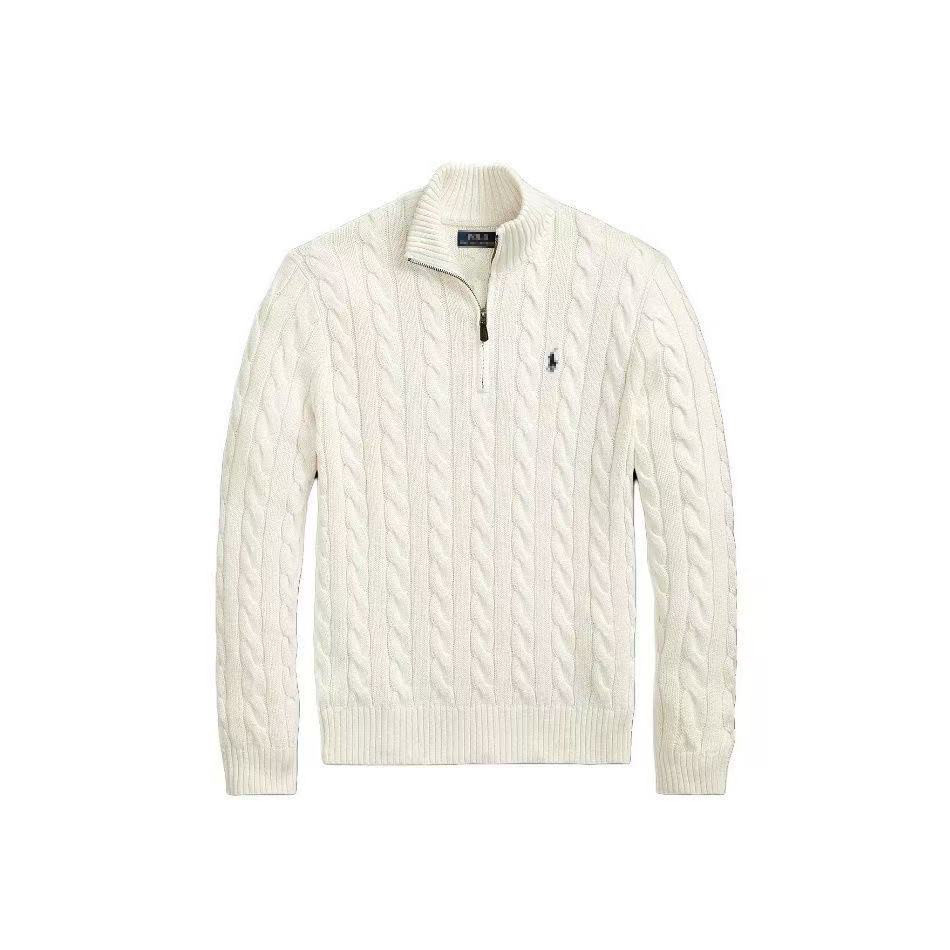 Ralph Lauren Cable Knit Zip Sweater White