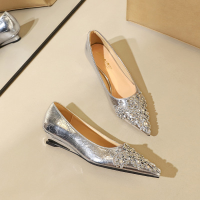 7200-H166 European and American sexy rhinestone decoration pointed shallow mouth, one foot kick, professional non tiring