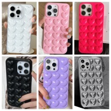 韩国糖果色立体爱心iphone17手机壳桃心适用16Pro硅胶挂绳保护套6