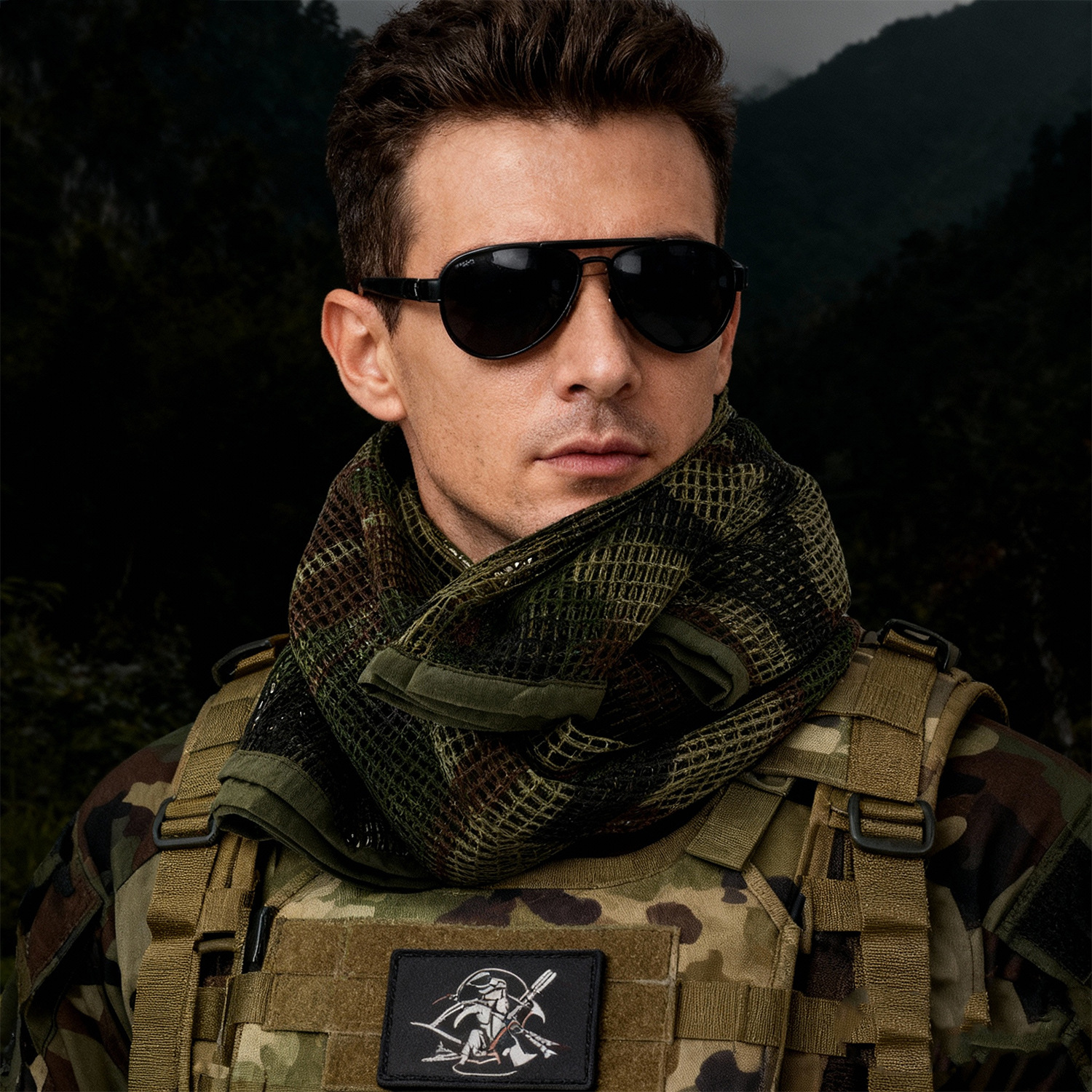 Sniper jungle camuflaje escondido bufandas tácticas transpirables largas bufandas de cuello del desierto velo turbante multipropósito