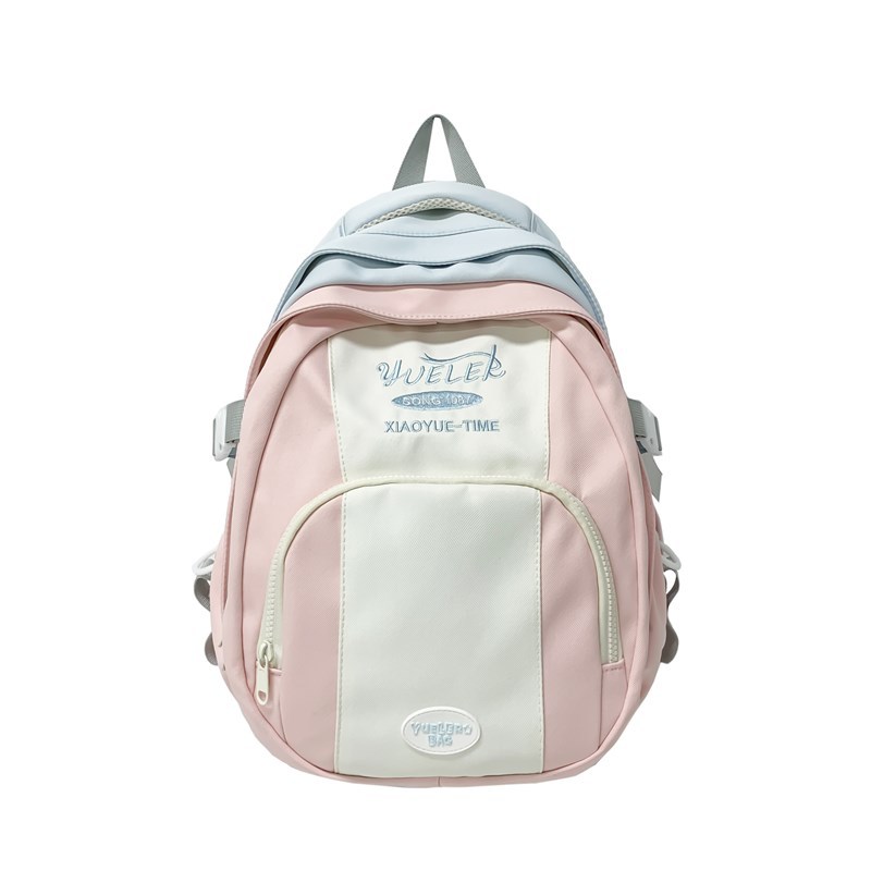 High-value ins-style niche contrast backpack tide junior high school Senior high school college students schoolbag female travel backpack wholesale