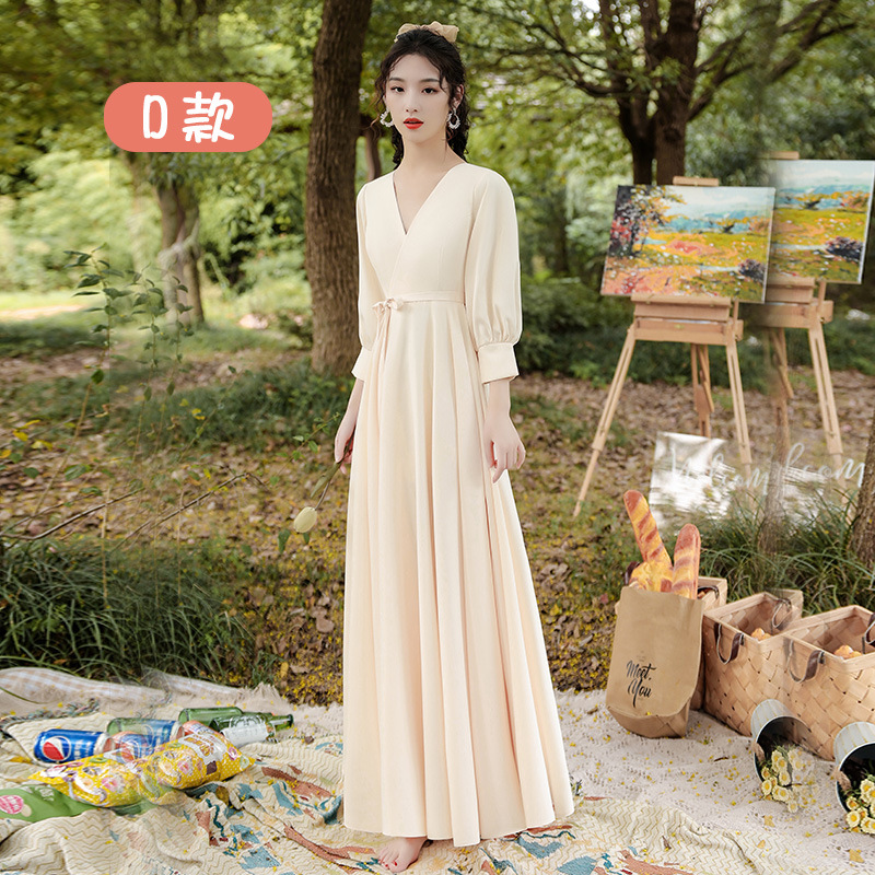 Vestidos de dama de honor de verano 2026, nuevo estilo casual, vestidos de hermana, de manga larga, que estilizan y favorecen la figura, vestidos de grupo para damas de honor.