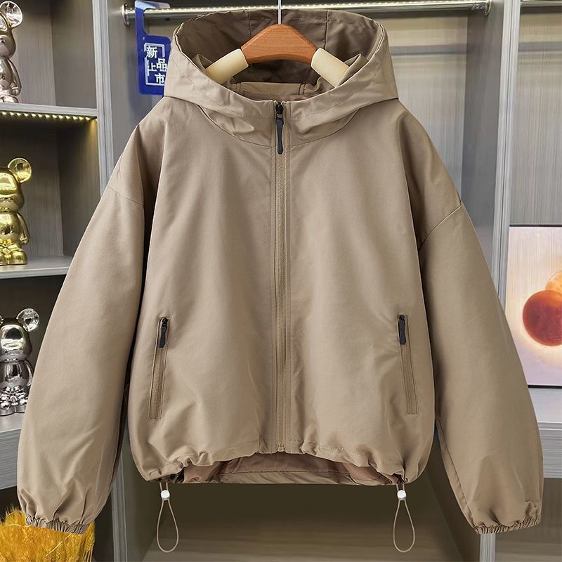 High-Quality Women's Jacket 2025 Spring and Autumn New Fashion Versatile Trendy Plus-Size Loose Hooded Short Jacket High-Quality Women's Jacket 2025 Spring and Autumn New Fashion Versatile Trendy Plus-Size Loose Hooded Short Jacket