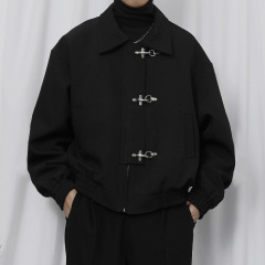 美式复古飞机扣新款外套男女春秋潮牌街头小众感宽松休闲夹克