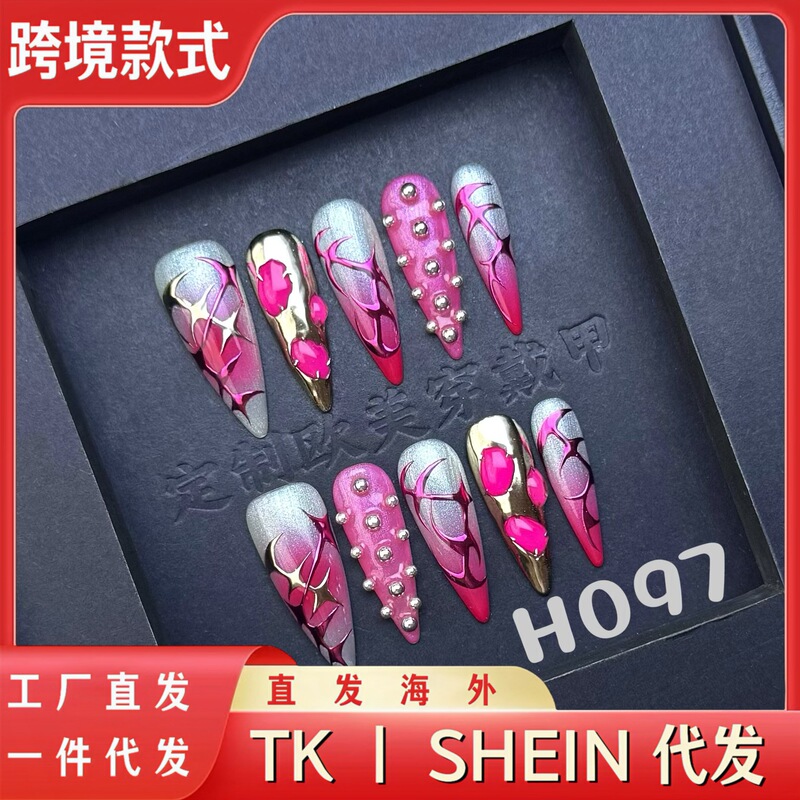 Cross-Border Wearable Nails, Hand-Carved Nail Patches, High-End European and American Almond Nails, Painted Manicure, Wholesale Wearable Nails Cross-Border Wearable Nails, Hand-Carved Nail Patches, High-End European and American Almond Nails, Painted Manicure, Wholesale Wearable Nails