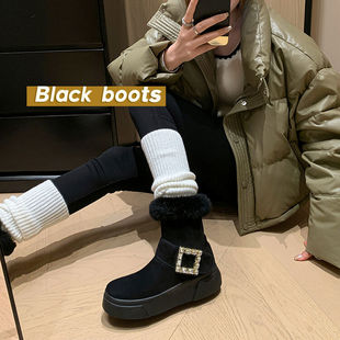 2024�����¿ů���ѩ��ѥ��ë��ɫ��ɫƤ����Ůѥ10-19x