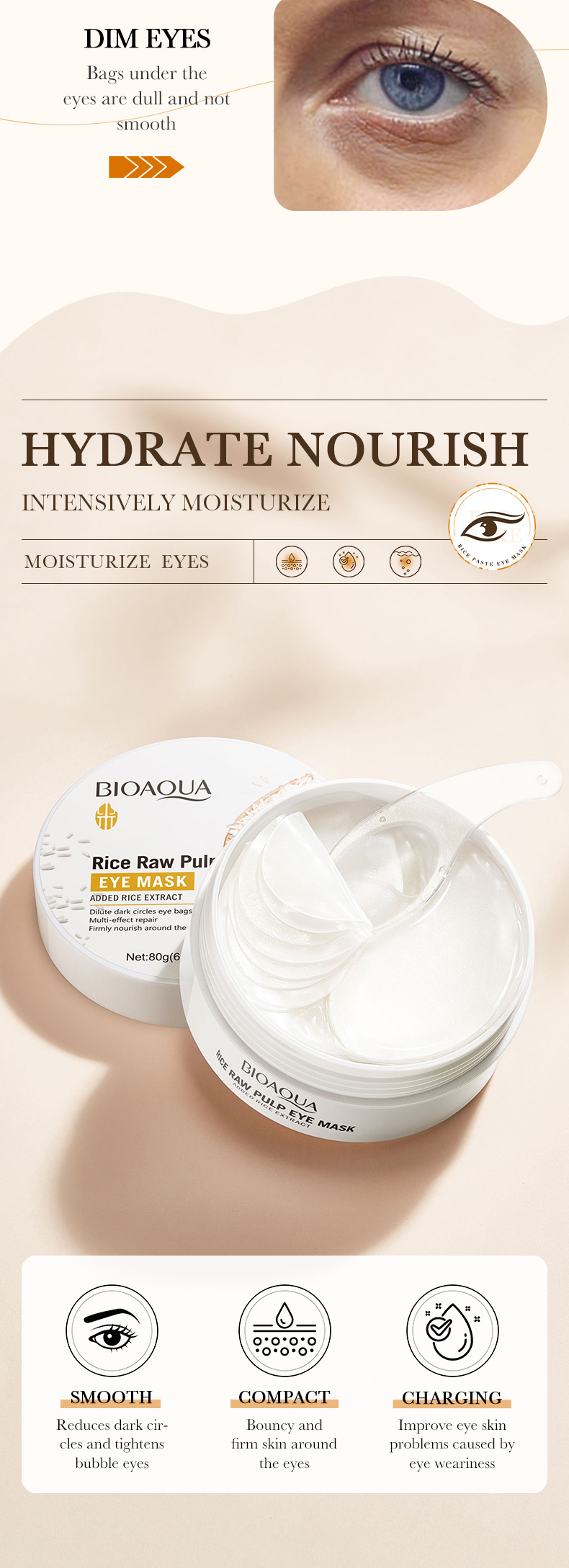 Rice Raw Pulp Eye Mask Moisturising Skin Brightening Treatment_voghion.com