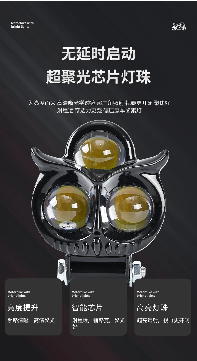 Tianyancat LED Spotlight Universal External Dual-Lens High-Low Beam Modified Headlight for Electric Vehicles and Motorcycles