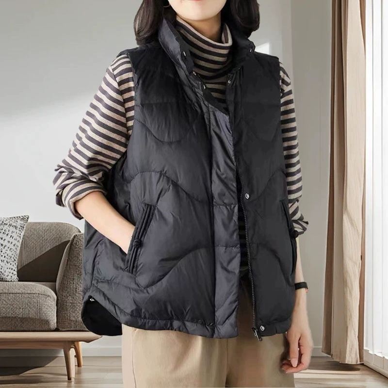 Жилет пуховый женский плоский озеро зимняя верхняя одежда женский короткий жилет на утином пуху пуховик без рукавов жилет